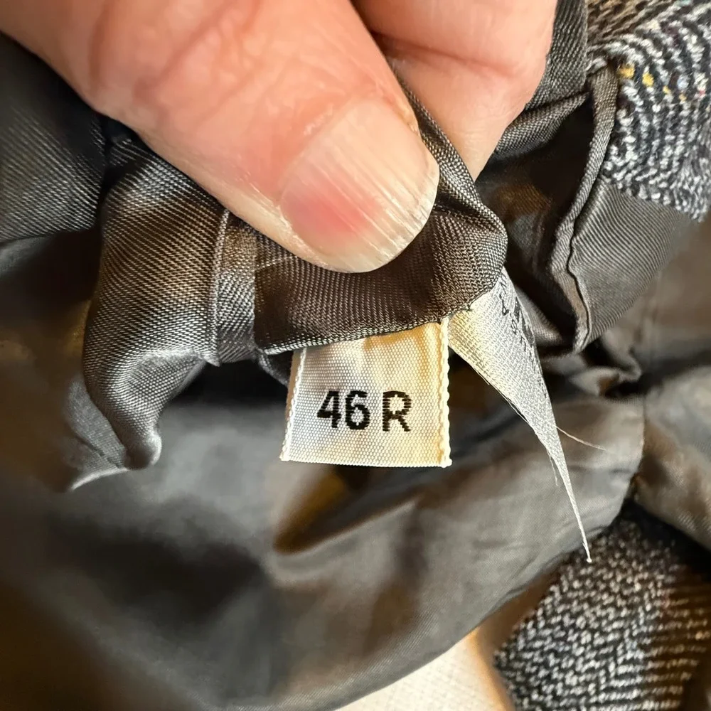 Vintage Hart Schaffner Marx 46R‎ Gray Herringbone Blazer Union Made Sport Coat
